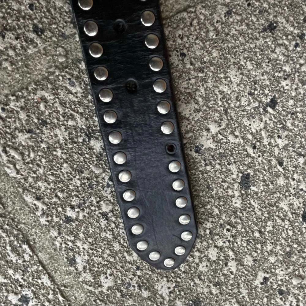 Harley-Davidson Black Leather Belt with Silver Studded Buckle Sz 36